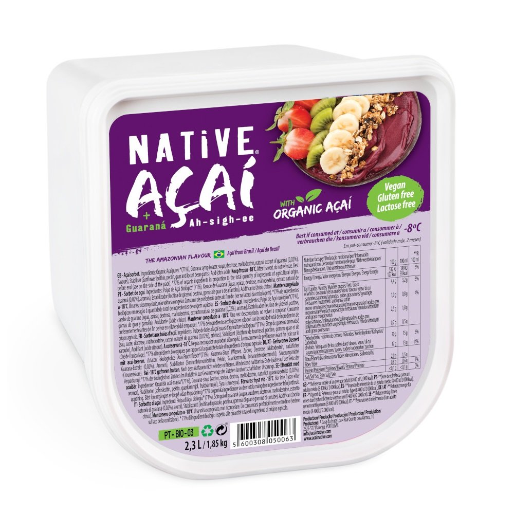 SORBET NATIVE AÇAÍ + GUARANÁ 2 X 2,3L